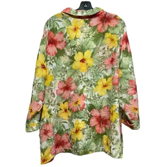 Cathy Daniels Women's 2XL Floral Hawaiian Button-Up Shirt Multicolor Long Sleeve - Picture 2 of 3